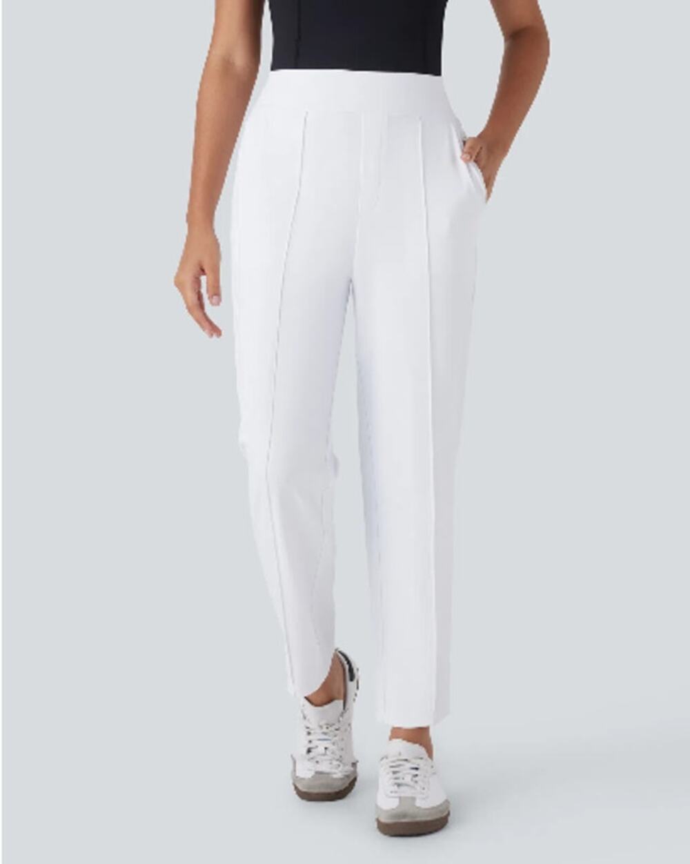 Halara Golf Pants White S Tall High Waist Straight Leg UPF 40+ Quick Dry Pocket